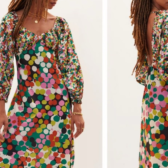 By Anthropologie Dresses & Skirts - Multicolor Polka Dot Long Sleeve Dress